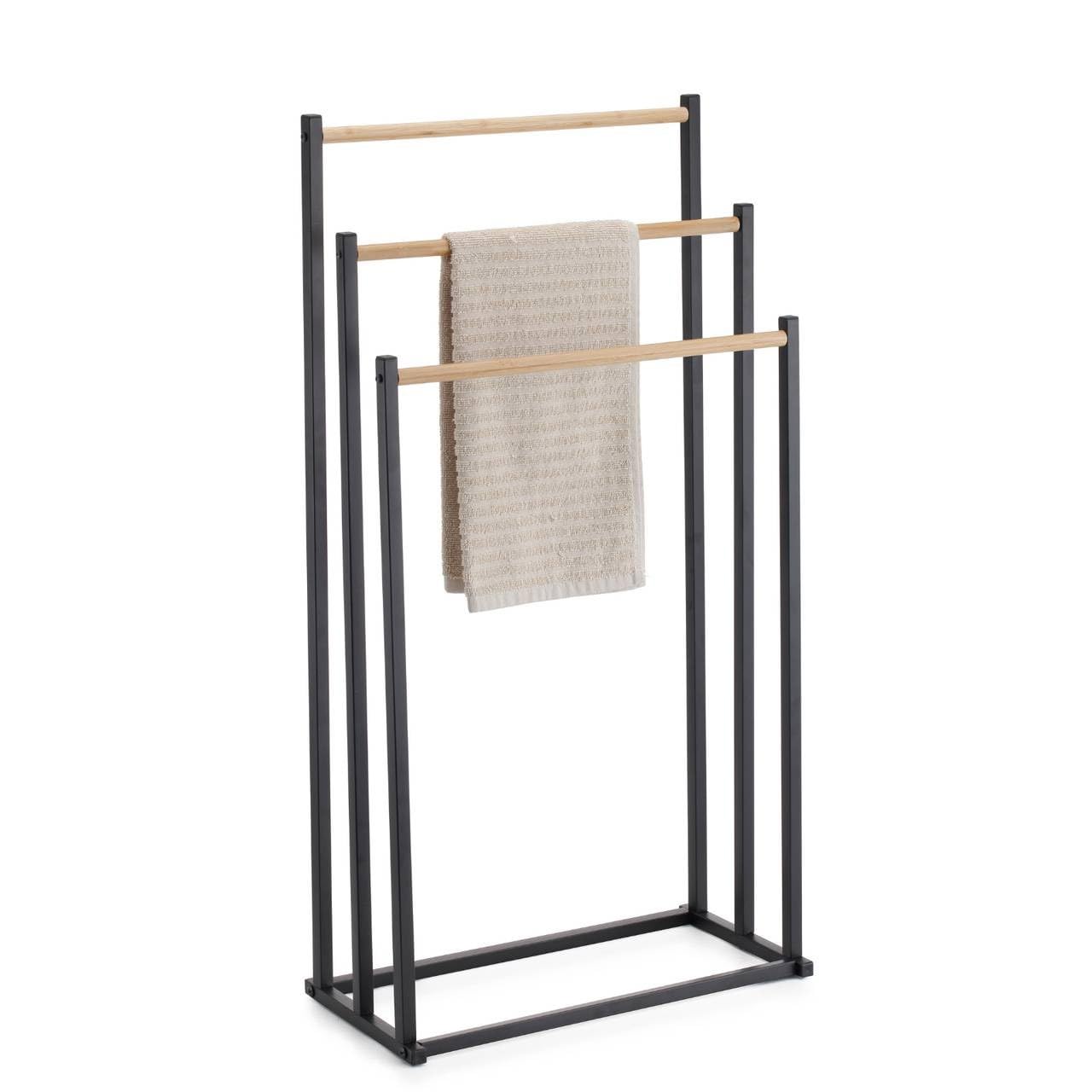 B&Q -  Urbnliving 3 Tier Freestanding Towel Rack Bathroom Stand Holder Floor Drying BarBamboo