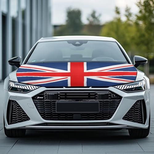 Image of British Flag Car Hood Cover Protector for Most Vehicles Sedans Trucks SUVs, Classical British Flag Stretchable Auto Accessories, British Union Jack Flag Car Bonnet Banner