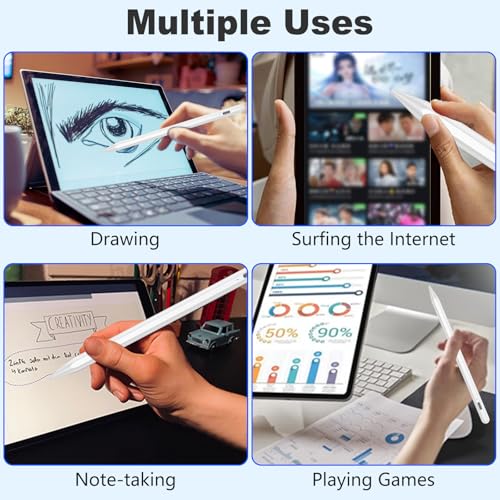 Image of COO Universal Active Stylus Pen for iOS, Android & Samsung Touch Screens | Smart Digital Stylus for Lenovo /Vivo /Mi /HUAWEI Tablets, iPhone /Samsung /Pixel Phones for Drawing, White