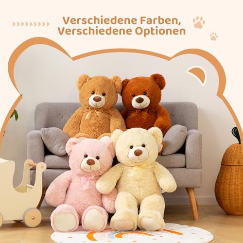 BEJOY 100cm Teddybär, Riesen Plüschtiere Kuschelbären große Stofftier Schmusetier, Liebesgeschenk Geburtstag, Valentinstag, Hellbraun