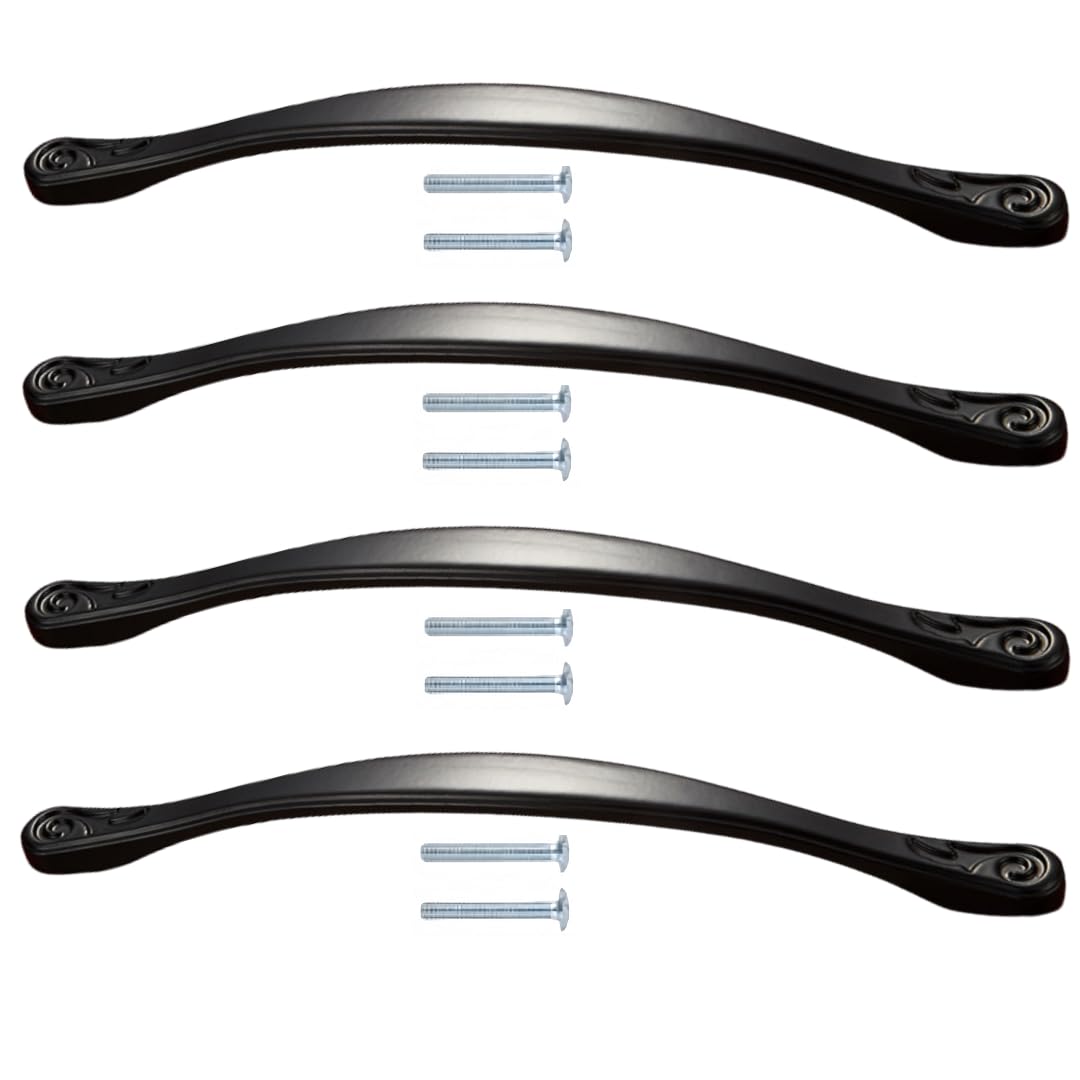 NLQCSXWEP Zinc Alloy Cabinet Bow Handle, Zinc Alloy Cabinet Drawer Furniture Door Handles Black Pack of 4(4041-160mm)