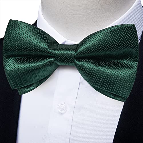 Image of DiBanGu Pre-Tied Bow Ties for Men Silk Adjustable Tuxedo Bowties Pocket Square Cufflinks Set with Lapel Pin Jacquard Woven
