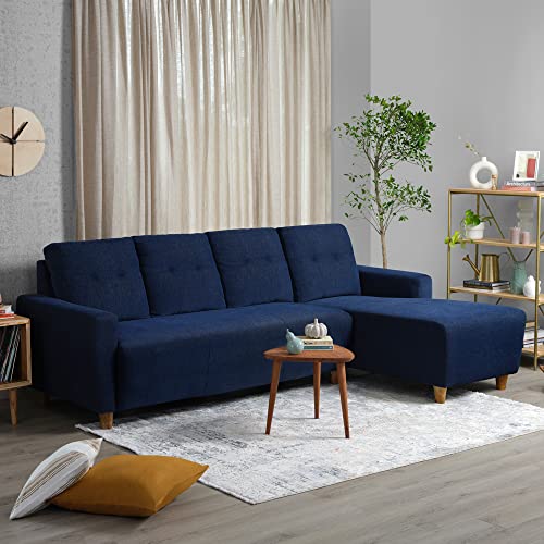 Image of Sleepyhead Yolo Designed by Duroflex - 3 Seater Sofa, RHS L Shape Sofa Set |Premium Fabric, Plush 3-Layer Cushioning |Modern Buttonless Tufted & Anti-Sag Comfort |3 Years Warranty - Berry Blue