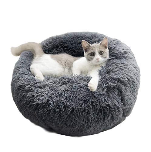 BingoPaw Heated Cat Bed,Soft Plush Marshmallow Pet Bed for Cats and Small Medium Dogs,Self Warming Indoor Round Pillow Cuddler Calming Pet Pillow Clearance