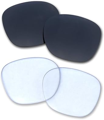 For Oakley Garage Rock Sunglasses Black/Transparent 2 Pairs Replacement Lenses, black/transparent