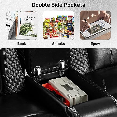 Reclinerchairsetof3theaterseatingwithmassageheatingbreathableleathersofausbportssuitablelivingroomhomeblack Urban Country Home Decor Recliner chair set of 3 theater seating with massage heating breathable leather sofa usb ports suitable living room home black urban country home decor