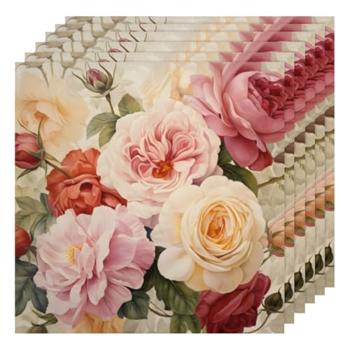 Servilletas de tela flores set x6 50.5x50.5 cm miniatura 1