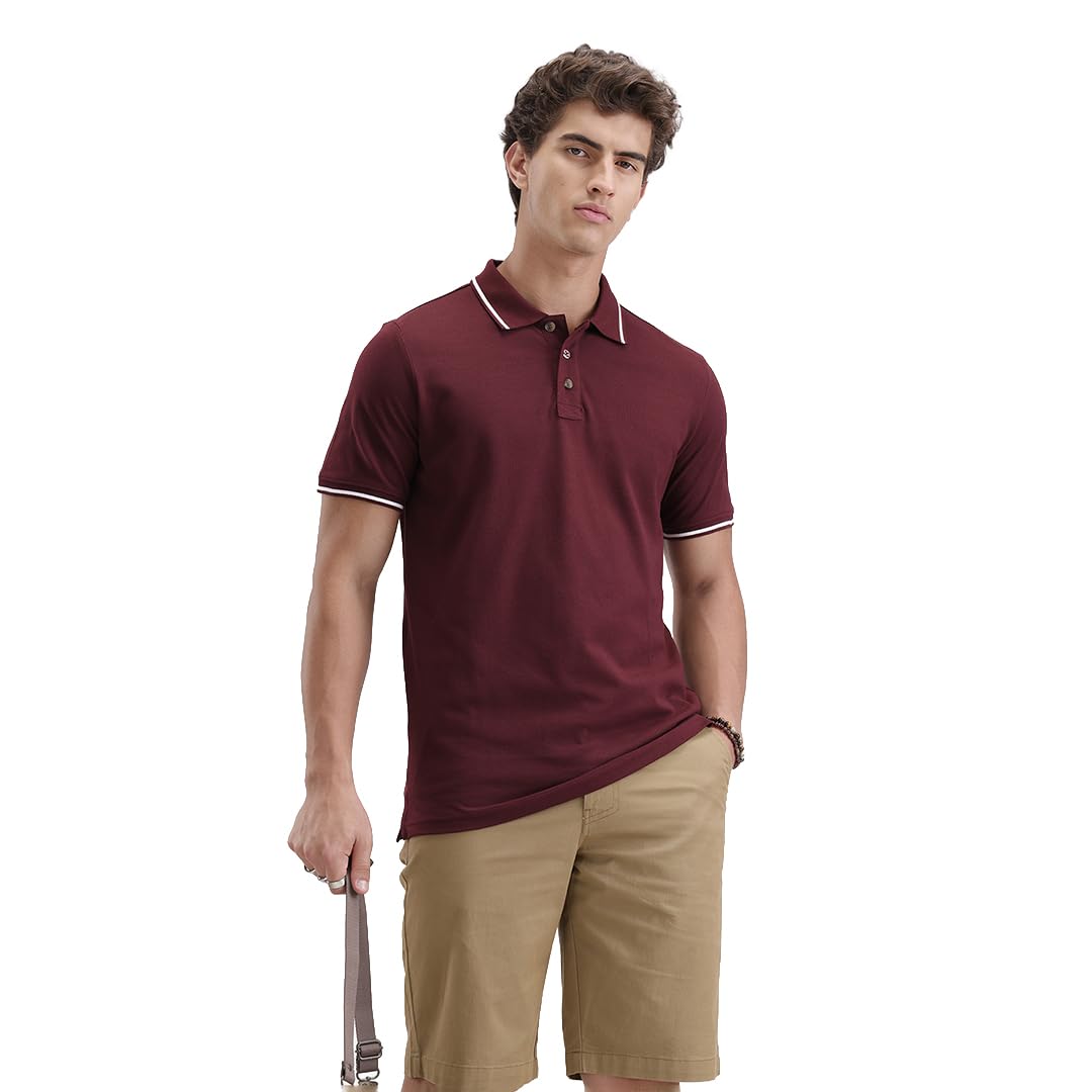 wrogn Men's Cotton Blend Polo T-Shirt | Contrast White Tipping | Slim Fit-picture-32