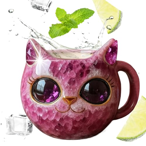 Taza de café de mineral, 10 x 10 x 10 cm, vaso de en forma de gato, taza de té decorativa transparente, taza de bebidas de, comedor, cocina, oficina, restaurante, mesa de hogar