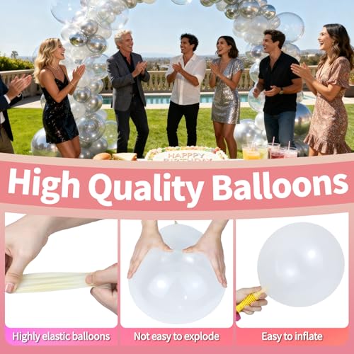 Image of Clear Balloon 12 Inch, 110pcs Latex Party Balloons Helium Bright Color for Birthday Baby Shower Wedding Party Supplies Arch Garland Decoration