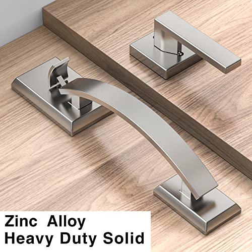 Image of Front Door Handle Satin Nickel Adjustable, Heavy 12.7in Exterior Entry Knob, Silver, Reversible