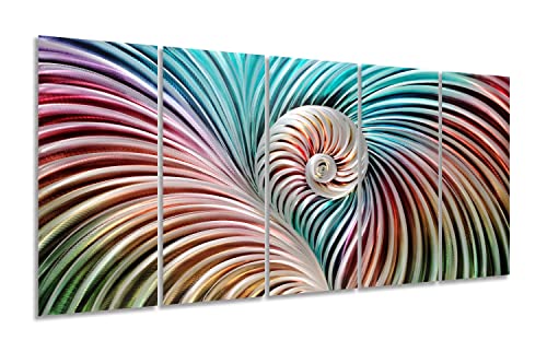 Art mural en métal coloré coquillage YHSKY ARTS sculpture moderne 5 pièces