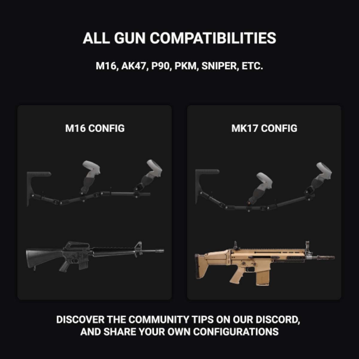 MagTube Rifle Gunstock para juegos VR FPS para mejorar la visión alineando los mandos con articulaciones y configuraciones múltiples para auriculares válvula índice en cromo y gris