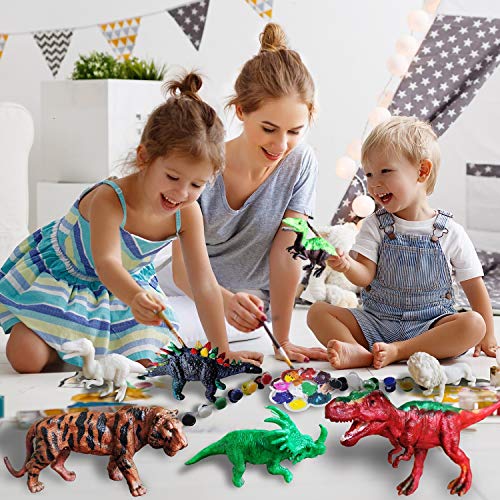 N-brand Boys Crafts for Kids Ages 4-8, Very Cute Art Kits for Kids, 4 Dinosaur Figures and 4 Safari Animals with Art Supplies for Kids, Great Gift Ideas for Boys and Girls’ Birthday