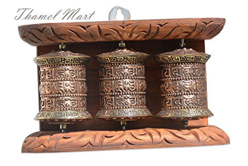 4 Inch Three-In-One Hanging Brass Prayer Wheel #TOP11