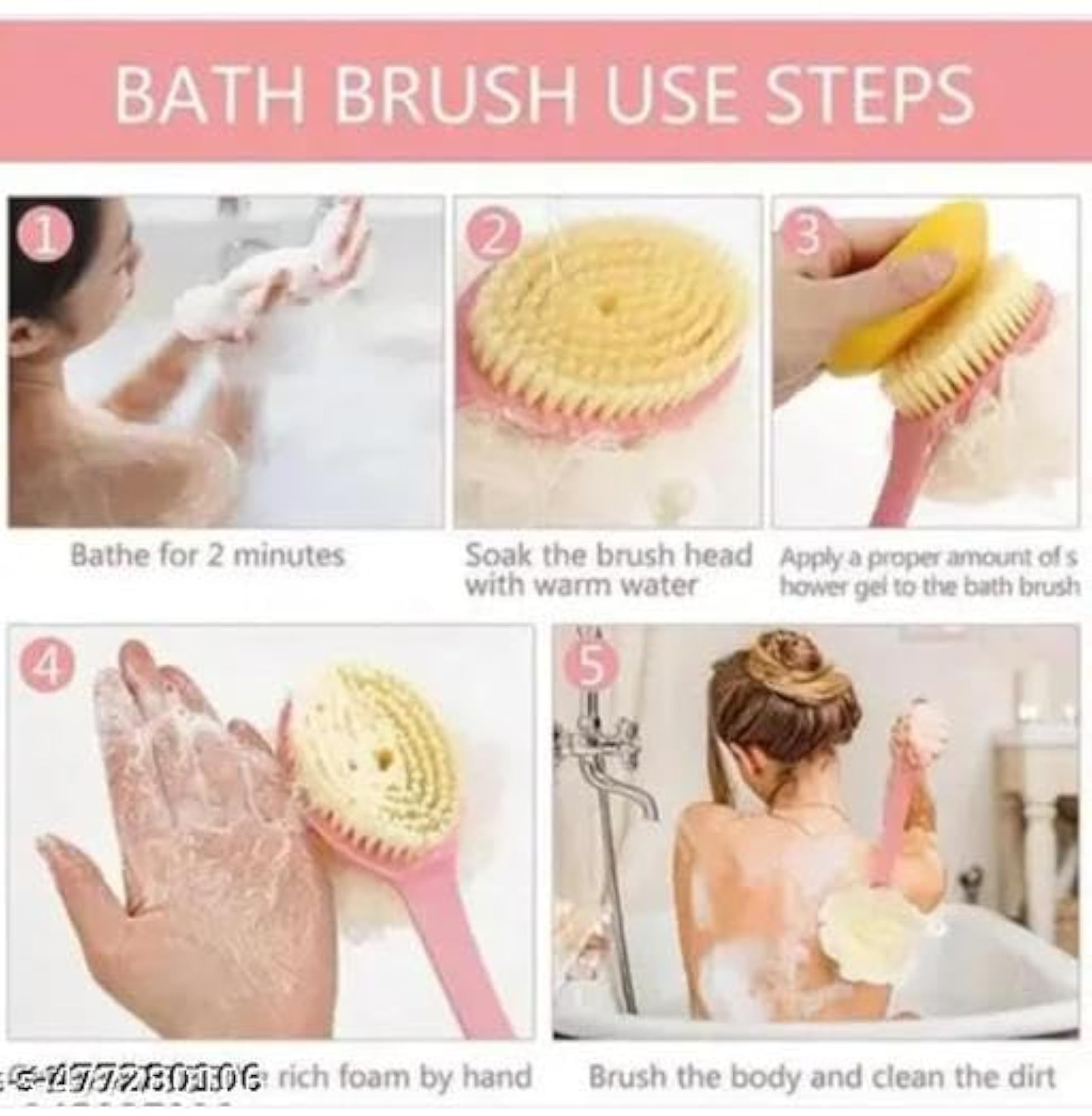 2 in 1 Back Body Bath Brush with Bristles and Loofah