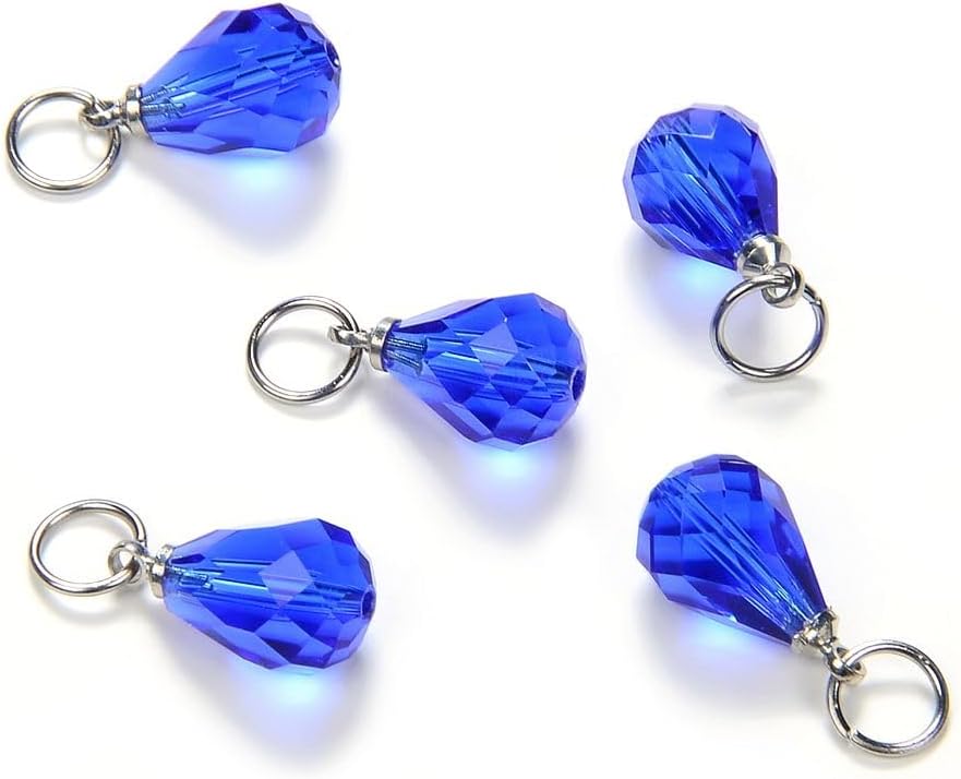 Dangle Birthstone Charms Austrian Crystal Beads for Earrings Bracelet Anklet Necklace Keychain Jewelry Craft Making Findings, Glass