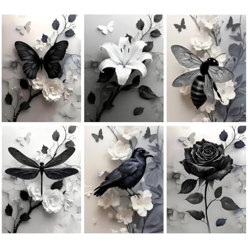 Image of 6 Packs Gothic Stamped Cross Stitch Kits - Butterfly Counted Cross Stitch Kits for Beginners Adults, Needlepoint Cross-Stitch Patterns Dimensions Embroidery Kits Arts and Crafts
