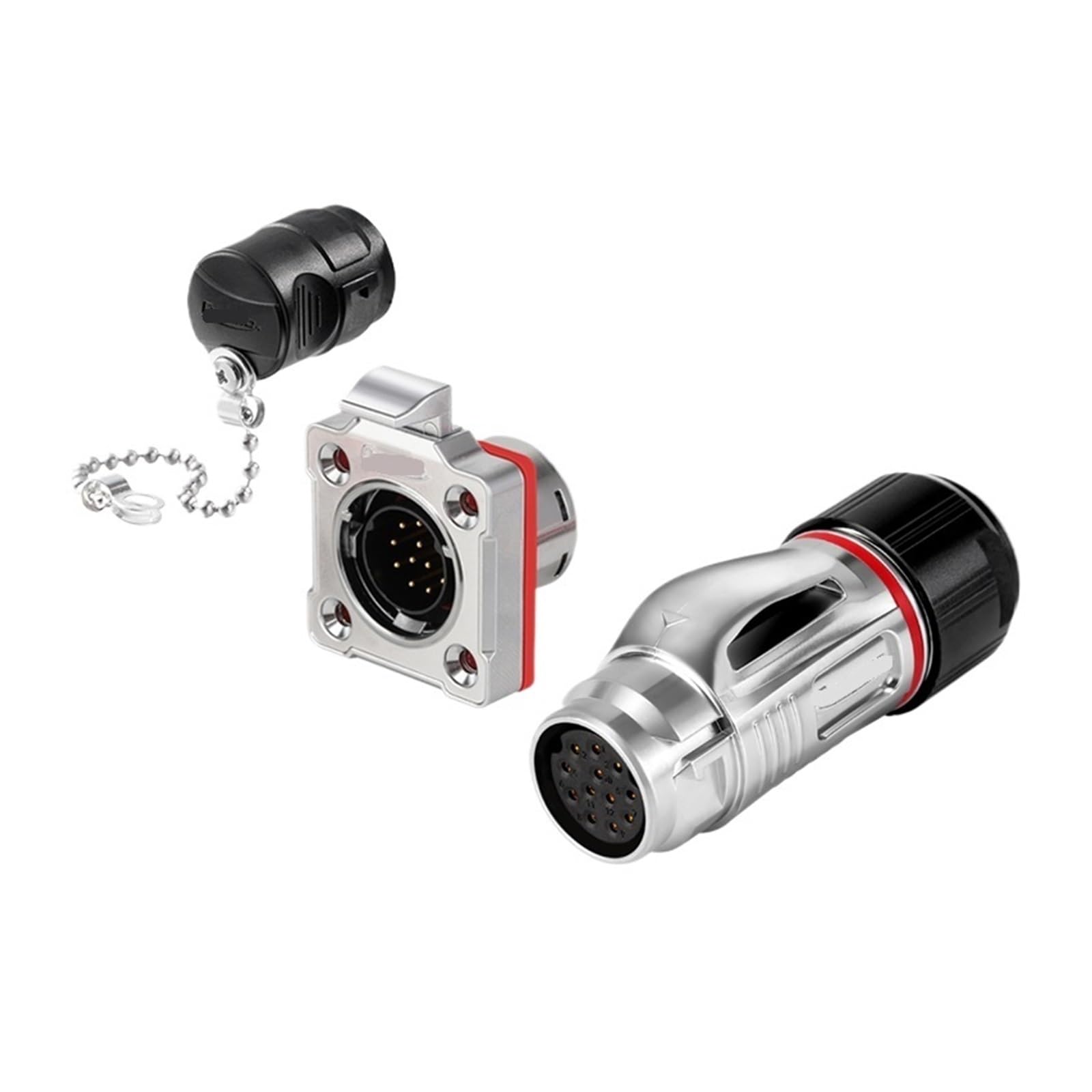 QAZXSEMUI Aviation plug BD20 metal straight 2-14 core reverse mount solar automation industrial connector(12 core)