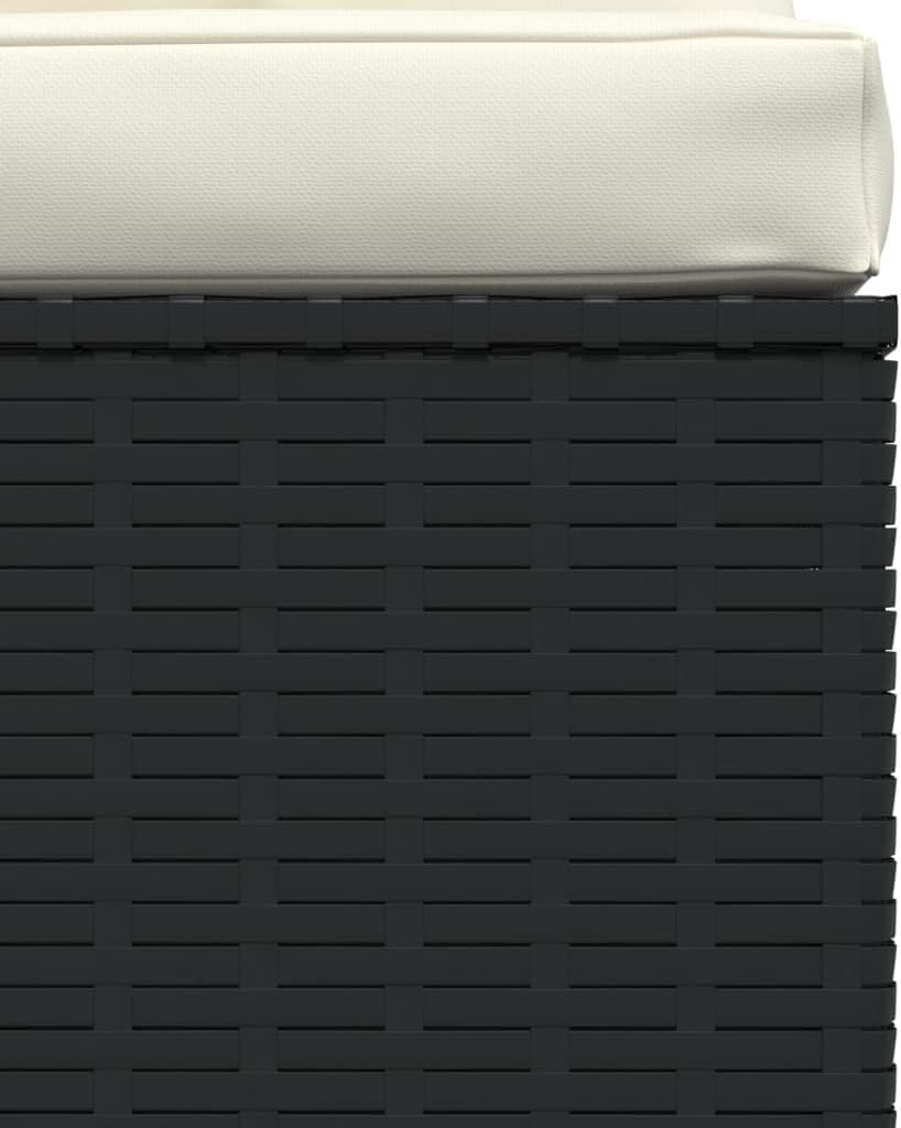 vidaXL Wicker Patio Furniture - Black Poly Rattan Lounge Set with Cream Cushions, 3-Seater Sofa for Indoor/Outdoor Use - Durable, Waterproof and Comfortable with Lightweight Construction