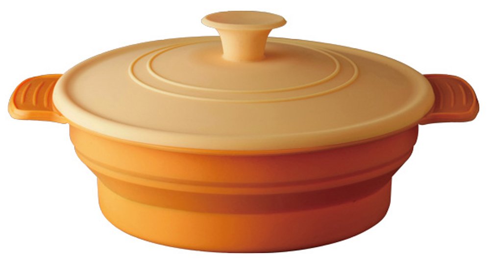 Cuit-vapeur rond en silicone MS-18O orange résistant à la chaleur pour micro-ondes
