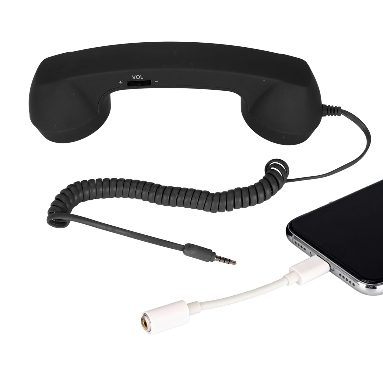 Mobile Phone Handset USB C Radiation Retro Phone Handset Receiver Microphone Plug and Play with 3.5 Mm Socket for Smartphones (Black)-image-32