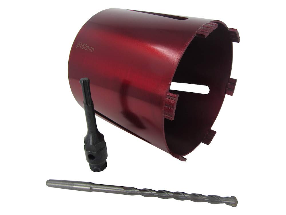 162mm Dry Diamond Drilling Core Drill Bit Turbo Segments with SDS Arbour & Drill Bit