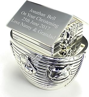 Personalised Engraved Silver Plated Noah's Ark Money Box