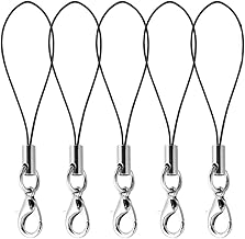 GUANGUAN Smartphone Mobile Phone Strap with Lobster Claw Hook [5 Pieces] Strap Parts, Double Marukan Use, Strap Parts, Ring Strap, Smartphone Decoration, Black