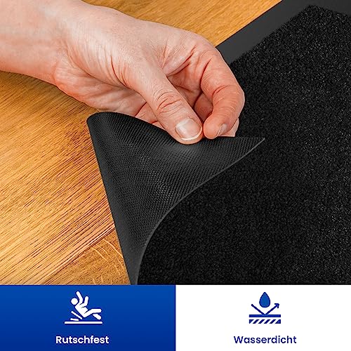comflor Hochwertige Fußmatte Schwarz 40x60 groß für Innen & Außen - Schmutzfangmatte rutschfest, waschbar & wetterfest - Fussmatte für Eingangsbereich & Aussenbereich - Läufer Flur dünn