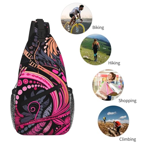 Mochila Tipo Crossbody Sling para Mujer y Hombre Negra miniatura 6