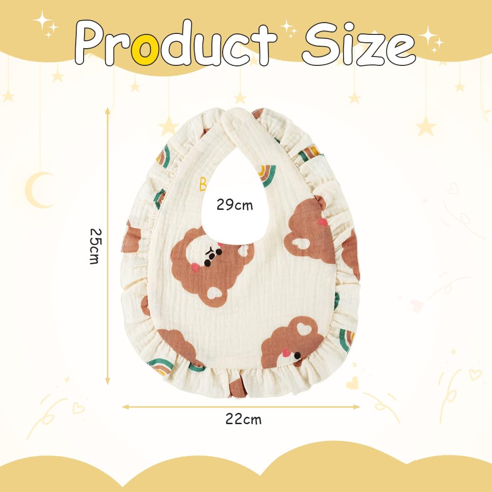 Vicloon Baby Bandana Drool Bibs, Cotton Wave Muslin Baby Bibs, Snap Teething Bibs - Image 2