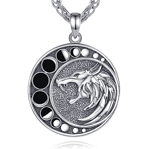 CELESTIA 925 Sterling Silver Viking Necklaces for Men Women Thors Hammer/Viking Wolf/Viking Runes/Yggdrasil