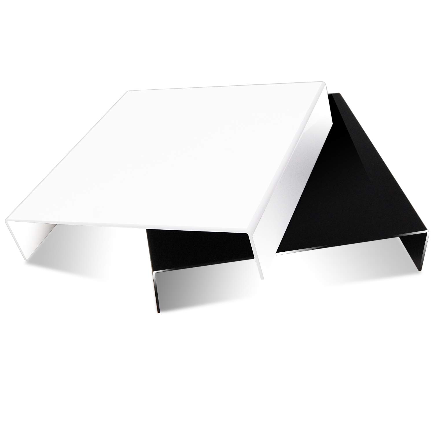 julius studio 2 pcs 9.5 x 9.5 inch Tabletop Acrylic Reflective Display Black White for Product Photography, jsag373