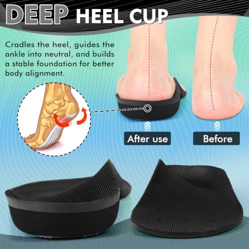Image of Ailaka Orthotic Cushion Arch Support Shoe Insoles for Men & Women, Unisex Daily Shock Absorption Gel Sports Inserts for Flat Feet, Plantar Fasciitis, Heel Pain Relief | Orthotic Inserts, Pu, Gel Heel, Forefoot Cushion, Abrasion-Resistant, Trim-To-Fit, Long Standing, Walking, Hiking, Work