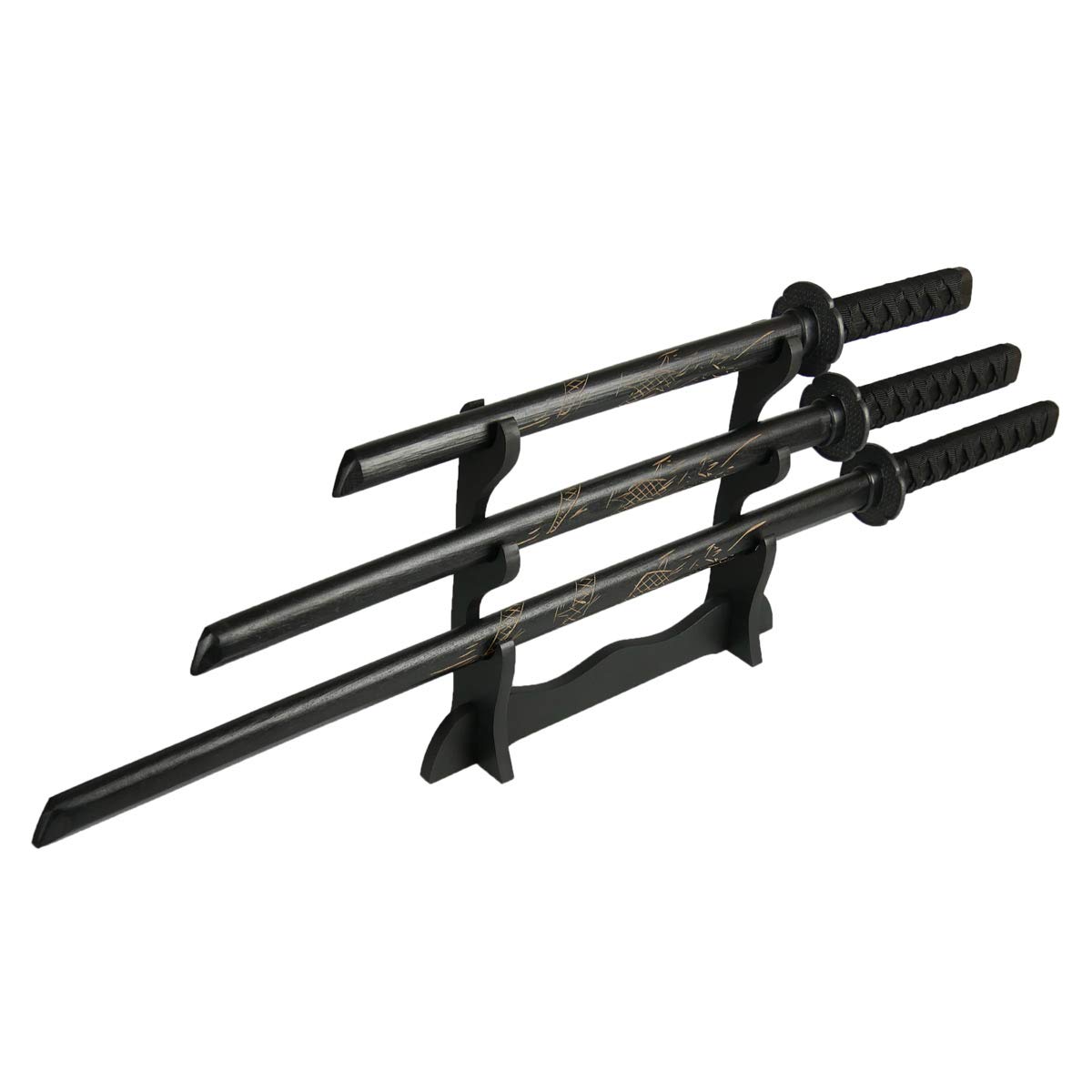Bokken 3er Set Katana Wakizashi Tanto aus Holz inklusive Schwertständer