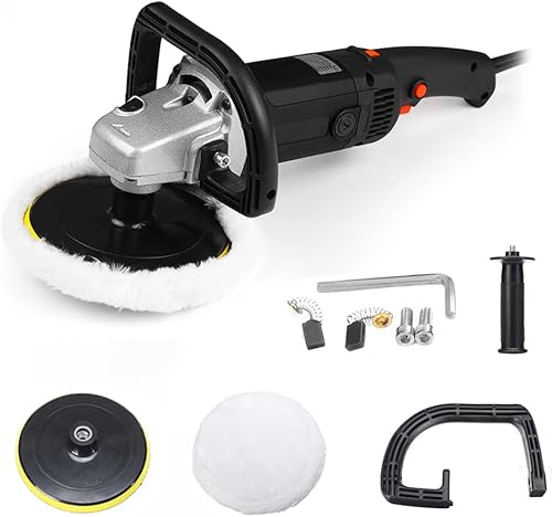 Pulidora de tampón, máquina de tampón de cera de automóvil, kit de pulidores y pulidores rotativos de 7 pulgadas, 1400 W, 8 velocidades variables,