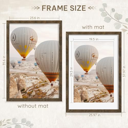 Image of Picrit 24x36 Rustic Brown Poster Frame, Picture Frame for Wall, 3 Pack