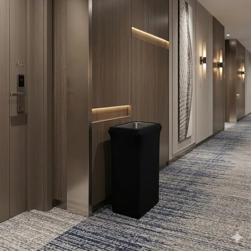Image of YOUR CHAIR COVERS - 23 Gallon Black Spandex Slim Jim Narrow Trash Can Cover - Wrinkle-Resistant, Stretchable, and Stylish for Events and Commercial Use (Cover ONLY, Trash CAN NOT Included)