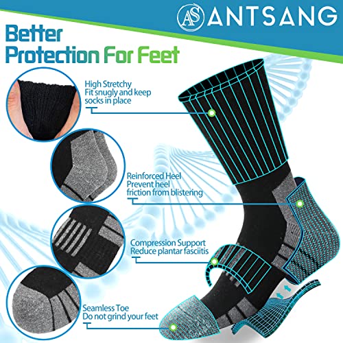 Antsang Merino Wool Socks For Men & Women Thermal Winter Hiking Warm Thick Crew Cozy Boot Work Gift Snowboarding Socks Stocking Stuffers 4 Pairs(Stripe-Black(4 Pairs)) #TOP1