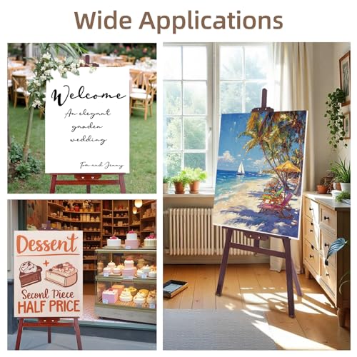 Image of Falling in Art Adjustable Wooden Easel Stand for Painting&Display, Brown