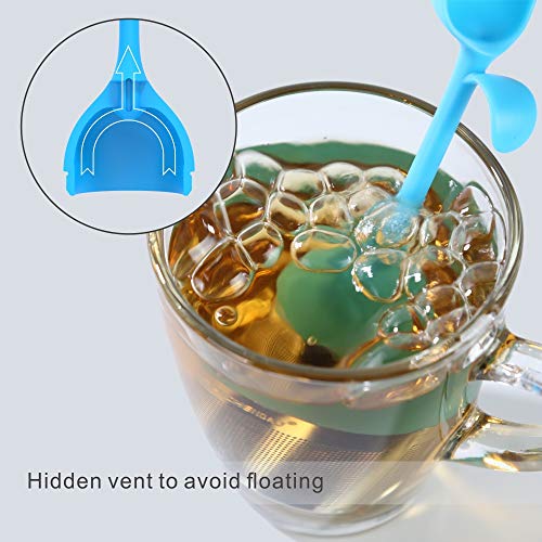 2 In 1 Silicone Extra Fine Mesh Tea Infuser Filter With Integrated Spoon, Anti-Floating Tea Steeper, 18/8 Stainless Steel Tea Diffuser Strainer For Loose Leaf Tea, Bpa Free, 4 Pack, By Kitchendao #TOP2