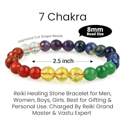 Image of Reiki Crystal Products Natural Crystal Stone 8 mm Faceted Diamond Cut Beads Bracelet for Men & Women | Reiki Charged Gemstone Bracelet | Multiple Stone Variants Available