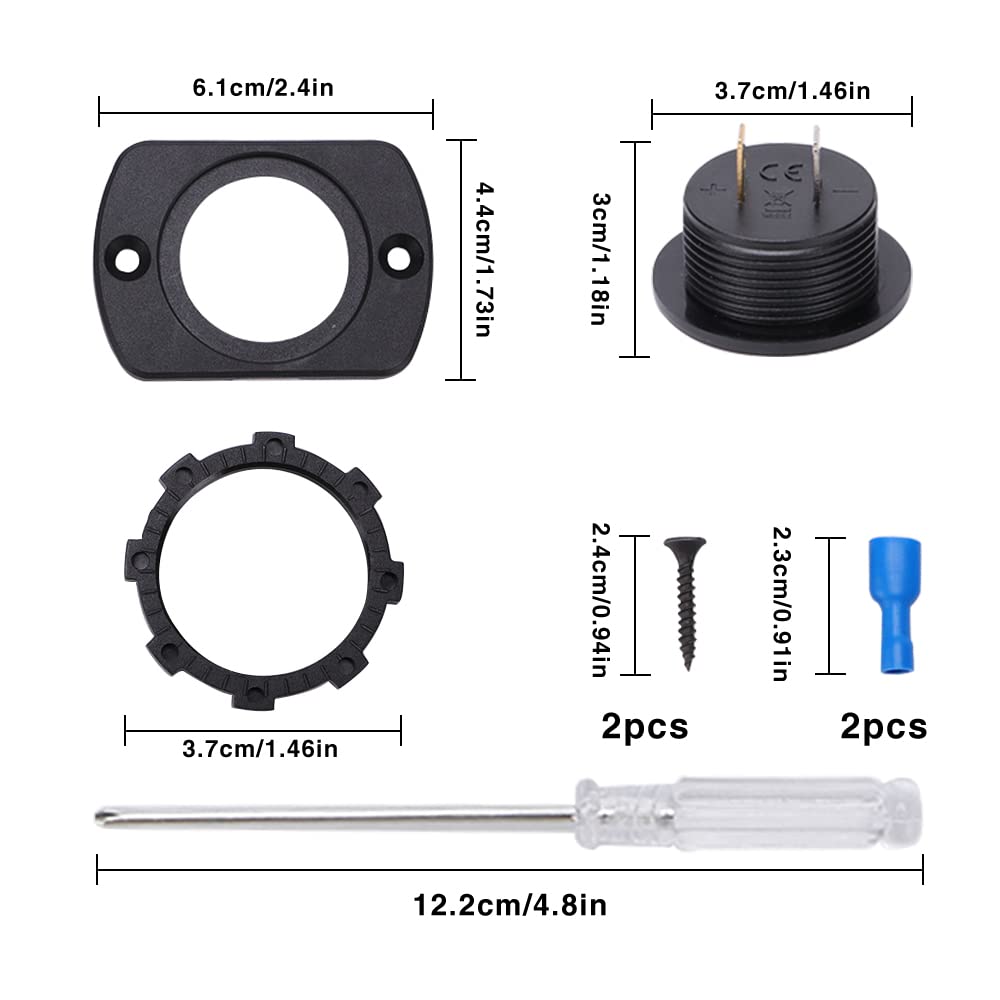 YIXISI DC 12V 24V Wodoodporny Woltomierz Samochodowy z Cyfrowym Wyświetlaczem LED i Płytą Montażową, Okrągły Miernik Testera Napięcia z Zaciskami do Łodzi Motocykl Ciężarówka ATV, Niebieskie Światło