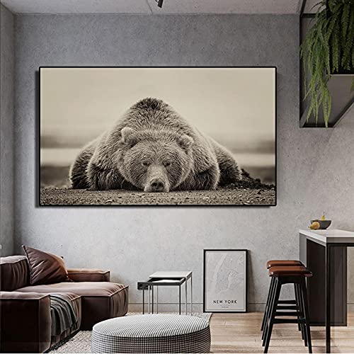 Dier Canvas Schilderij Zwarte Beer Liggend Op De Grond Poster Print Modern Wall Art Foto Voor Woonkamer Home Decor… - Image 6
