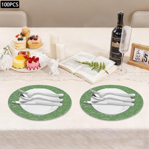 Set Pack 100 Platos Cargadores Reutilizables Verdes miniatura 4