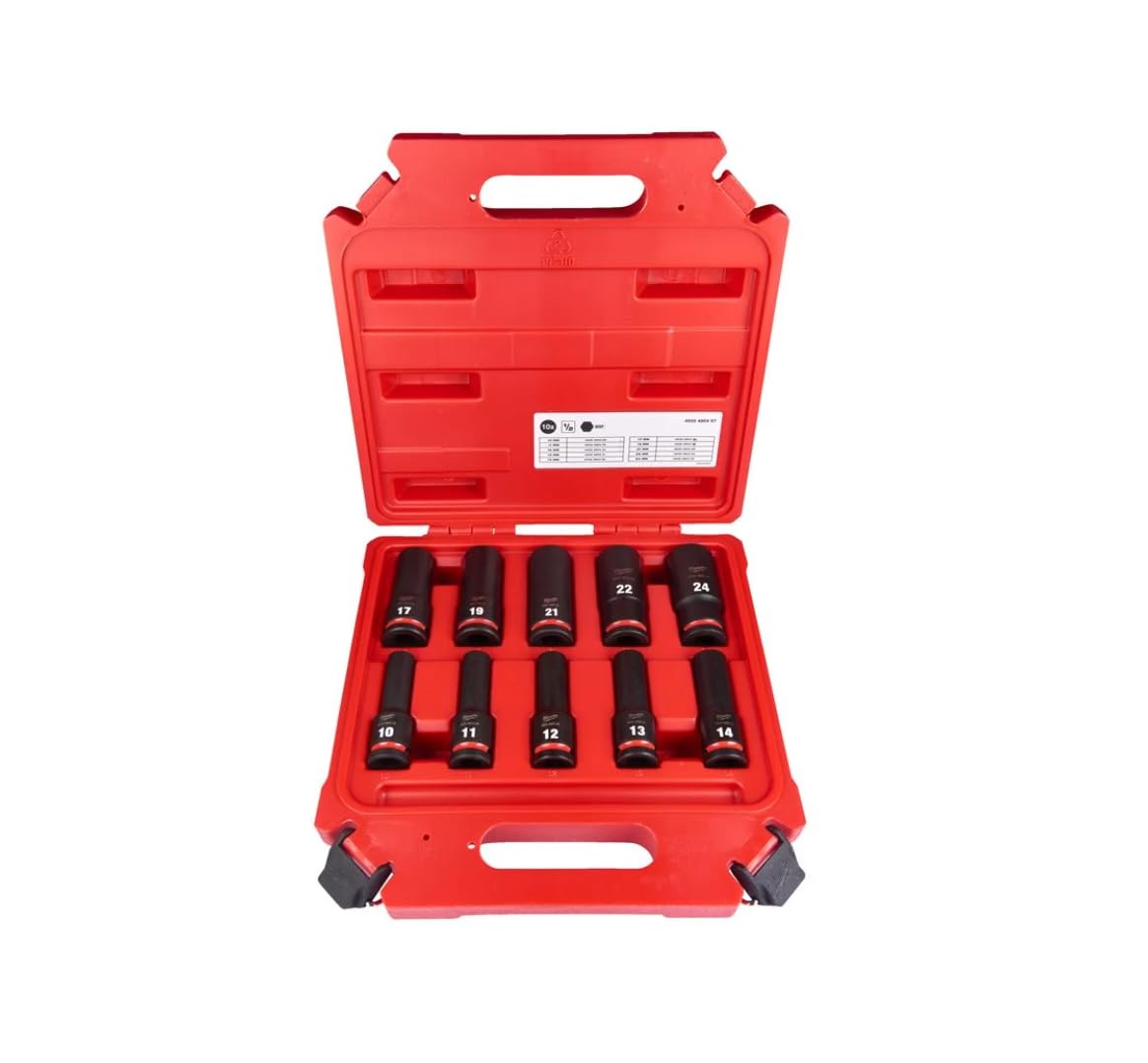 Milwaukee 10Pc 1/2Dr Deep Long Impact Socket Set 10-24Mm - 4932480457