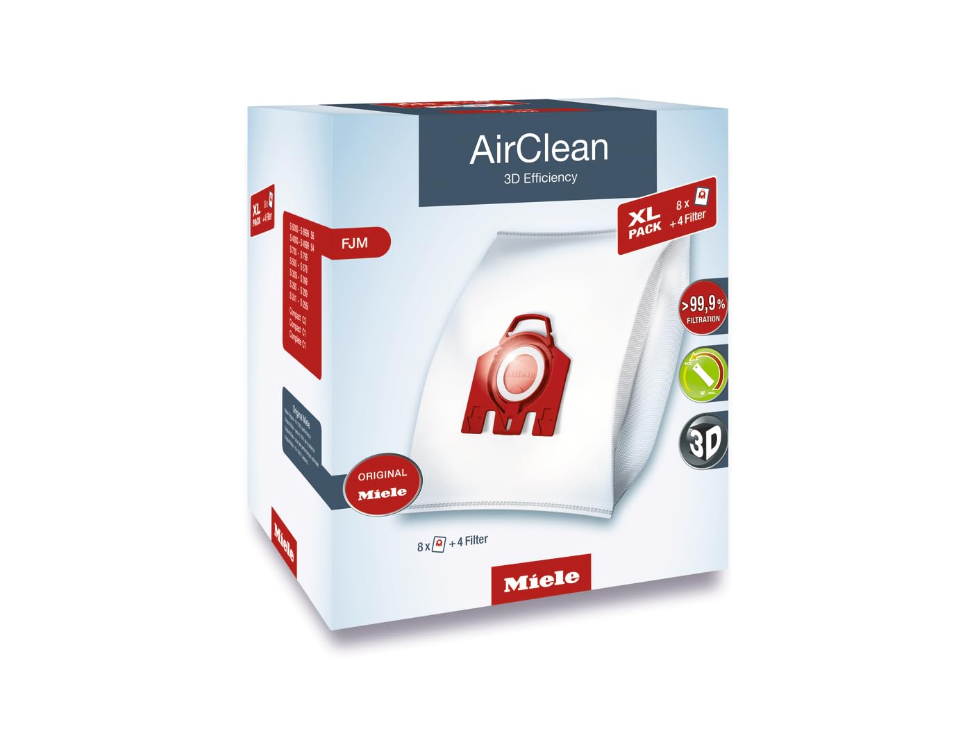 AirClean 3D XL-Pack FJM Dust Vacuum Bag, White
