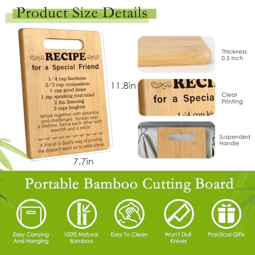 Best Friend Gift for Women, Friendship Birthday Gifts for Women Friends, Unique Gift for Friend, Bestie Bff Thank You Gift for Bestfriend Idea Recipe for a Special Friend Cutting Board - Image 3