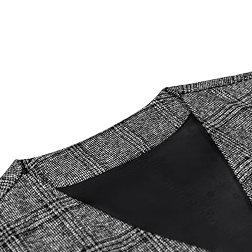 Men's Business Casual Suit Vest Waistcoat Plaid Vintage Groosmen Blazer Vest Lightweight Button Down Lapel Waistcoat2